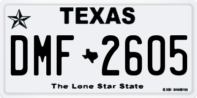 TX license plate DMF2605