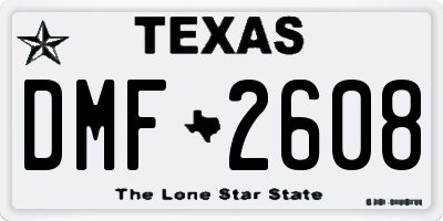 TX license plate DMF2608