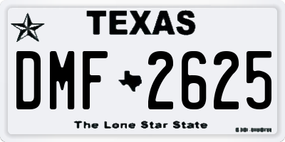 TX license plate DMF2625
