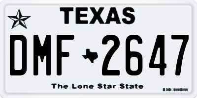 TX license plate DMF2647