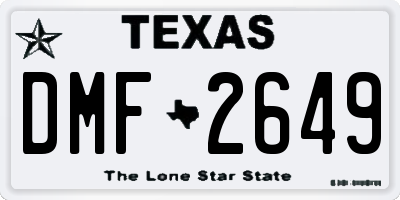 TX license plate DMF2649