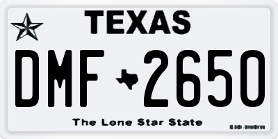 TX license plate DMF2650