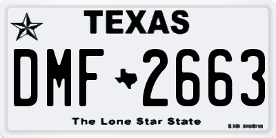 TX license plate DMF2663