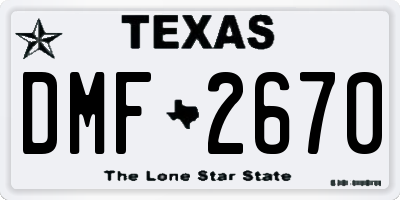 TX license plate DMF2670