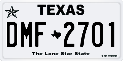 TX license plate DMF2701