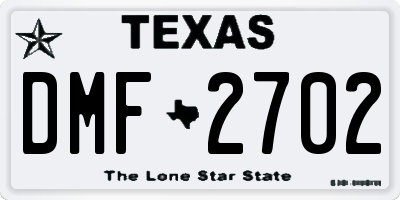 TX license plate DMF2702