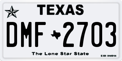TX license plate DMF2703