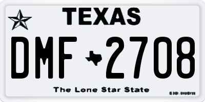 TX license plate DMF2708