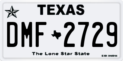 TX license plate DMF2729