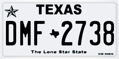 TX license plate DMF2738