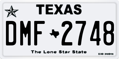 TX license plate DMF2748