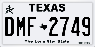 TX license plate DMF2749