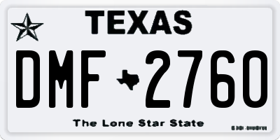 TX license plate DMF2760