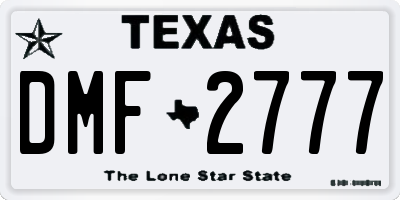 TX license plate DMF2777