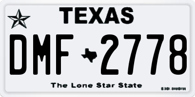 TX license plate DMF2778