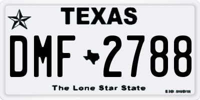TX license plate DMF2788
