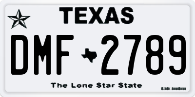 TX license plate DMF2789