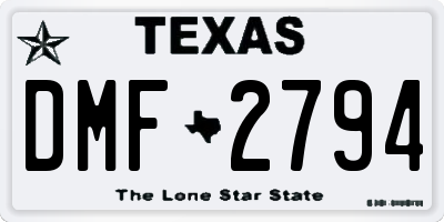TX license plate DMF2794