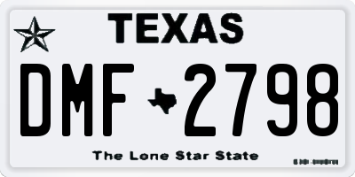 TX license plate DMF2798