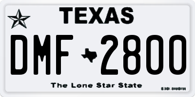 TX license plate DMF2800