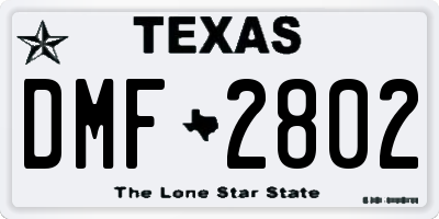 TX license plate DMF2802