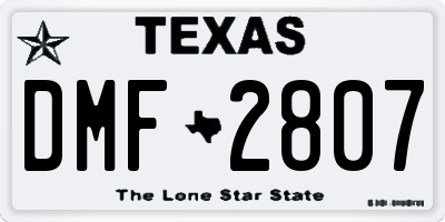 TX license plate DMF2807