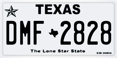 TX license plate DMF2828