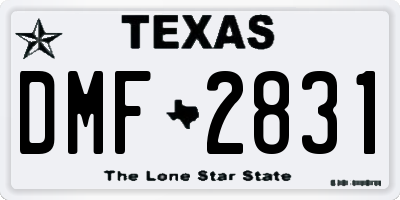 TX license plate DMF2831