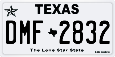 TX license plate DMF2832