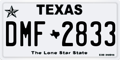 TX license plate DMF2833