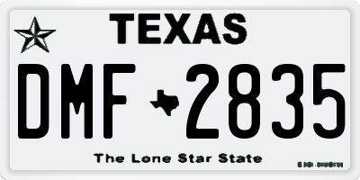 TX license plate DMF2835