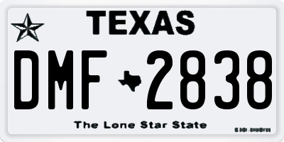 TX license plate DMF2838