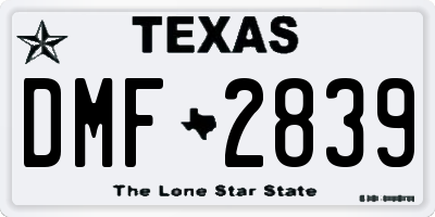 TX license plate DMF2839