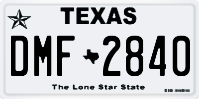 TX license plate DMF2840
