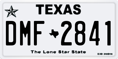 TX license plate DMF2841