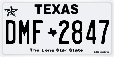 TX license plate DMF2847