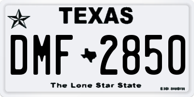 TX license plate DMF2850