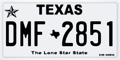 TX license plate DMF2851