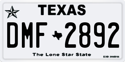 TX license plate DMF2892