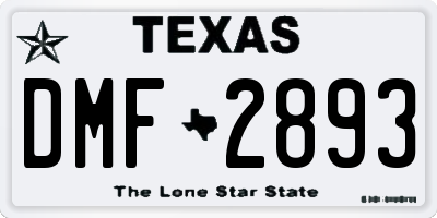 TX license plate DMF2893
