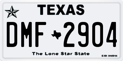 TX license plate DMF2904