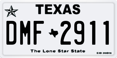TX license plate DMF2911