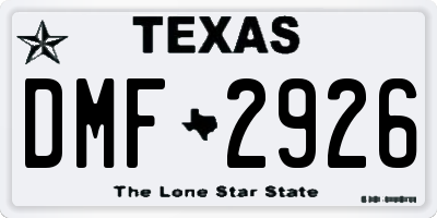 TX license plate DMF2926