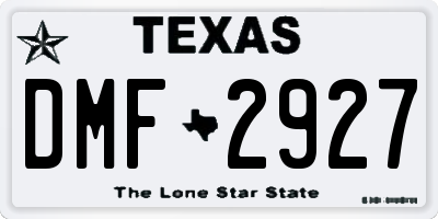 TX license plate DMF2927