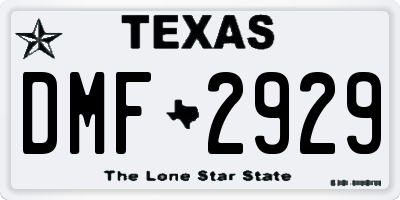 TX license plate DMF2929