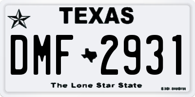 TX license plate DMF2931