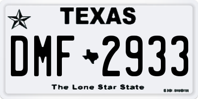 TX license plate DMF2933