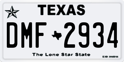 TX license plate DMF2934