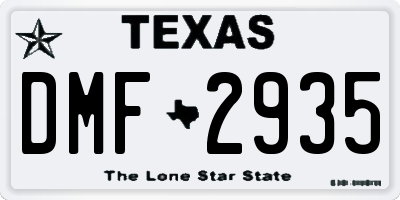 TX license plate DMF2935