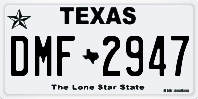 TX license plate DMF2947